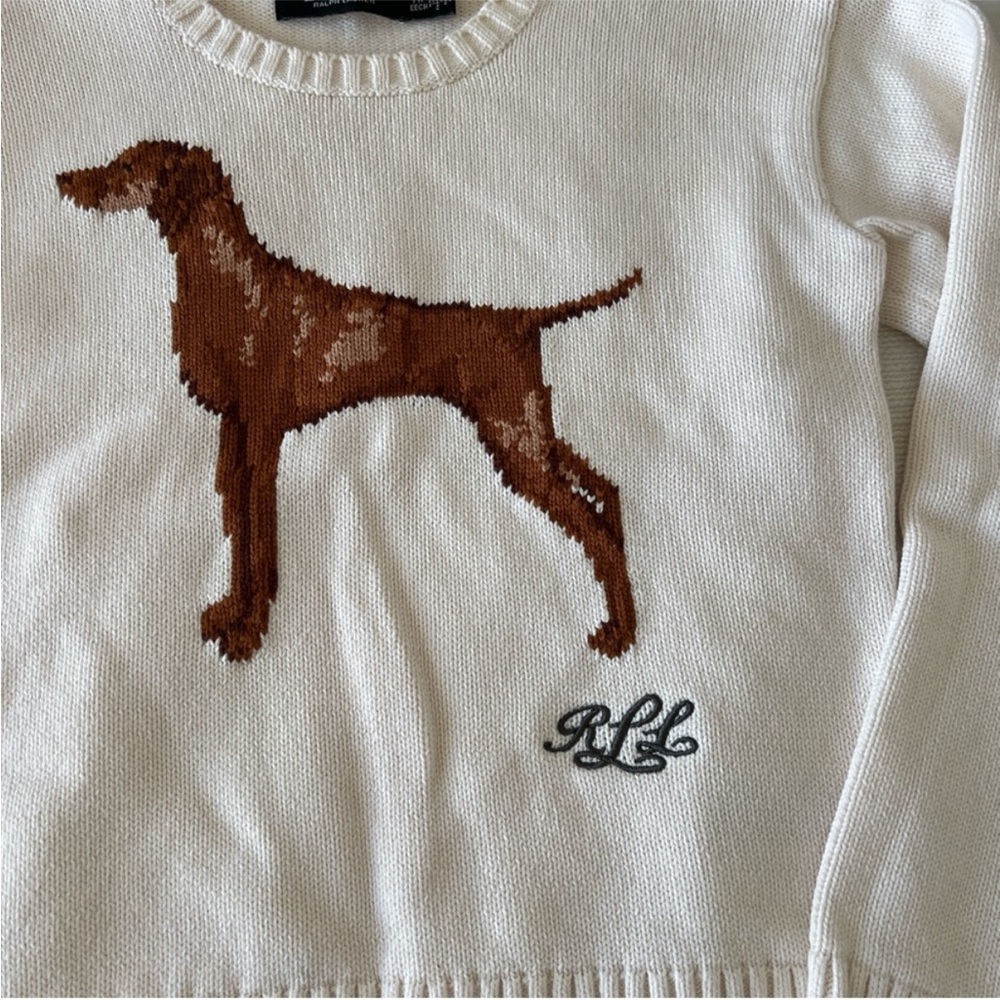Ralph Lauren Intarsia Knit Hunting Dog Sweater - Picture 2 of 4